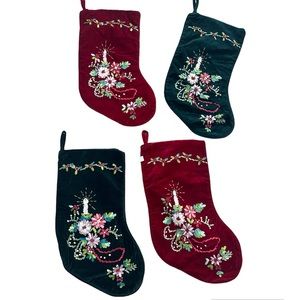 4 Vintage Christmas Stockings NWOT